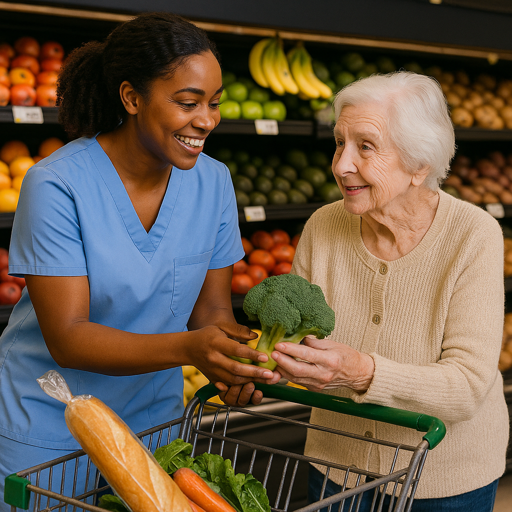 Caregiver with senior